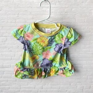 Ruffle Butts // Tropical Floral Kids Swim Top